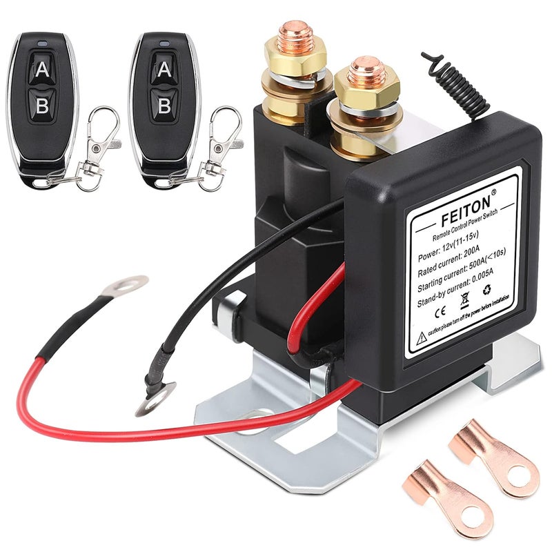 FEITON High Current Battery Disconnect Switch Remote Kill Switch for Car Truck 500A Starting 200A Rated DC12V Wireless Anti-Theft Prevent Battery Drain Battery Disconnect Switch Isolator - Image 1